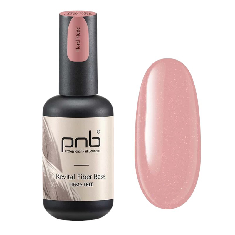 Відновлююча база для нігтів з нейлоновими волокнами PNB Revital Fiber Base HEMA-Free Floral Nude, 17 ml