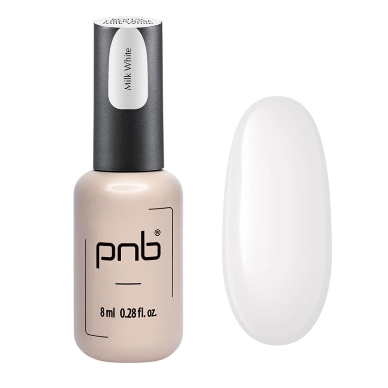 Відновлююча база для нігтів з нейлоновими волокнами PNB Revital Fiber Base HEMA-Free Milk White, 8 ml