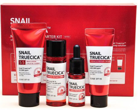 Набір міні-засобів з равликом для проблемної шкіри обличчя Snail Truecica Miracle Repair Starter Kit 4 Set