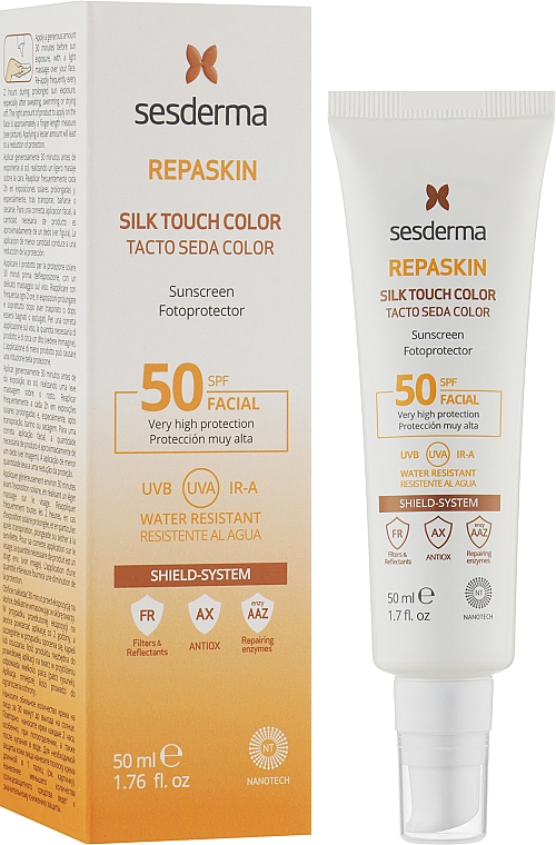 Сонцезахисний тонуючий крем для обличчя Repaskin Silk Touch Color SPF 50