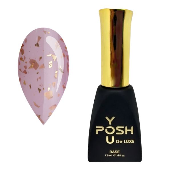 Камуфлююча база із золотими пластівцями лілово-рожевий YOU POSH DeLuxe №48, 12 ml