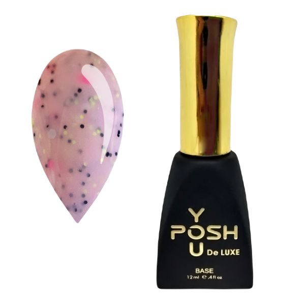 Камуфлююча база теплий рожевий з крихтою та конфетті YOU POSH DeLuxe №92, 12 ml