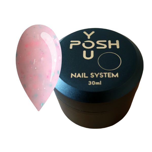 Камуфлююча база рожевий з блискітками та стружкою YOU POSH DeLuxe №89, 30 ml