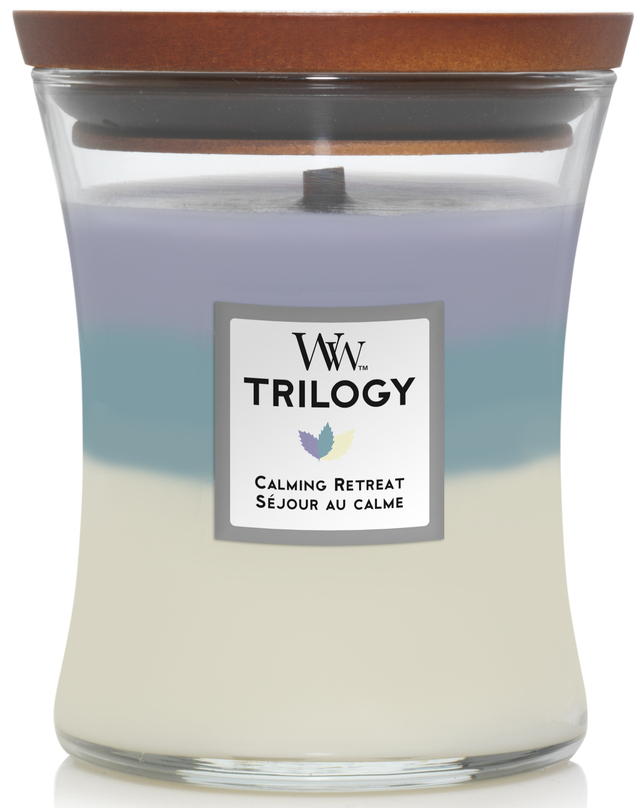 Ароматична свічка в склі з тришаровим ароматом Woodwick Medium Trilogy Calming Retreat 275 г (92965E)