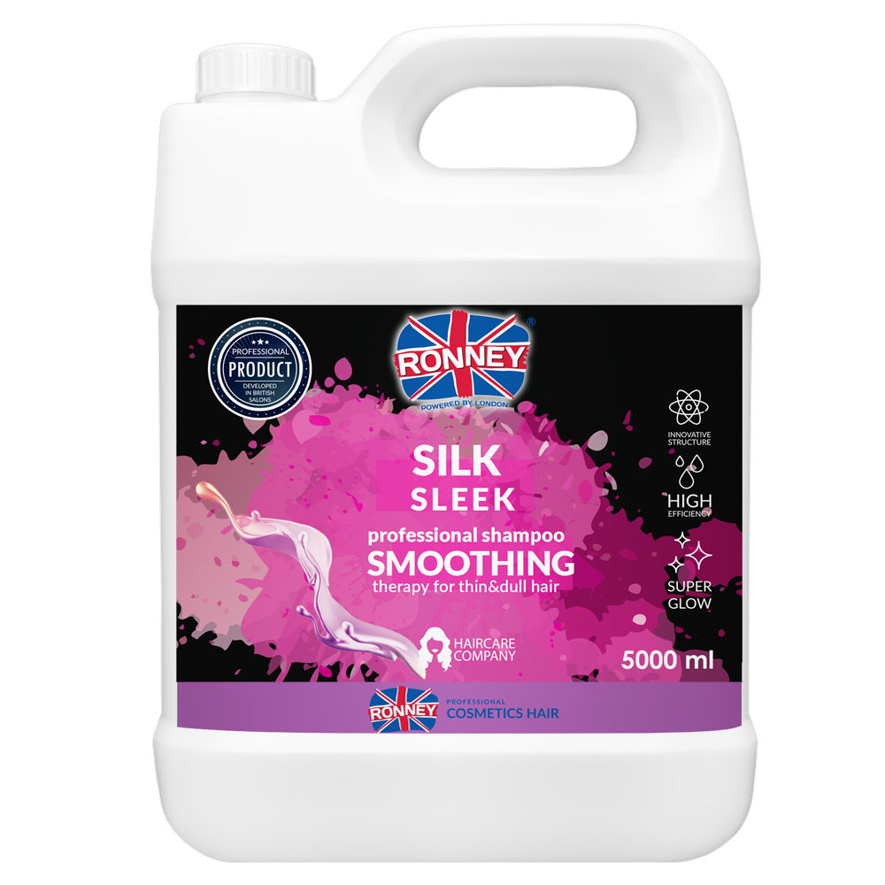 Професійний шампунь розгладжуючий RONNEY SMOOTHING SILK AND SLEEK для тонкого та тьмяного волосся 5000 мл