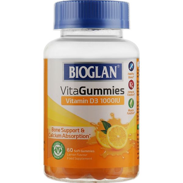 Вітамін D Bioglan VitaGummies Vitamin D3 1000 IU 60 Gummies Lemon