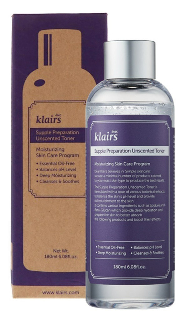 Зволожуючий тонік без ароматизатора DEAR, KLAIRS Supple Preparation Unscented Toner 180 мл