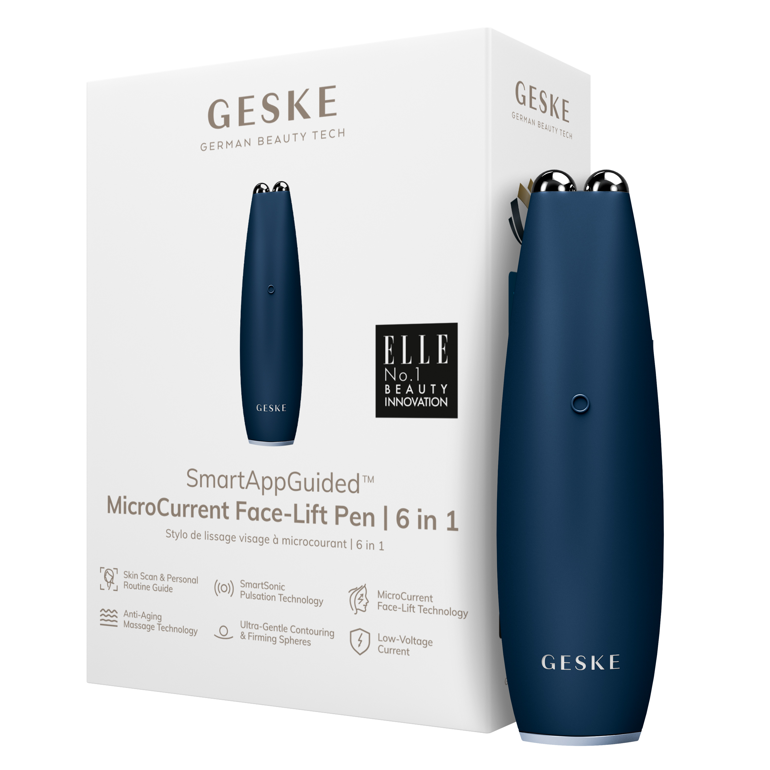 Мікрострумова ручка для підтяжки обличчя GESKE MicroCurrent Face-Lift Pen 6 в 1 midnight
