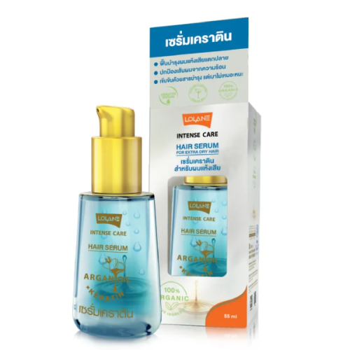 Кератинова сироватка для волосся LOLANE Intense Care з аргановою олією для сухого волосся, 55 мл