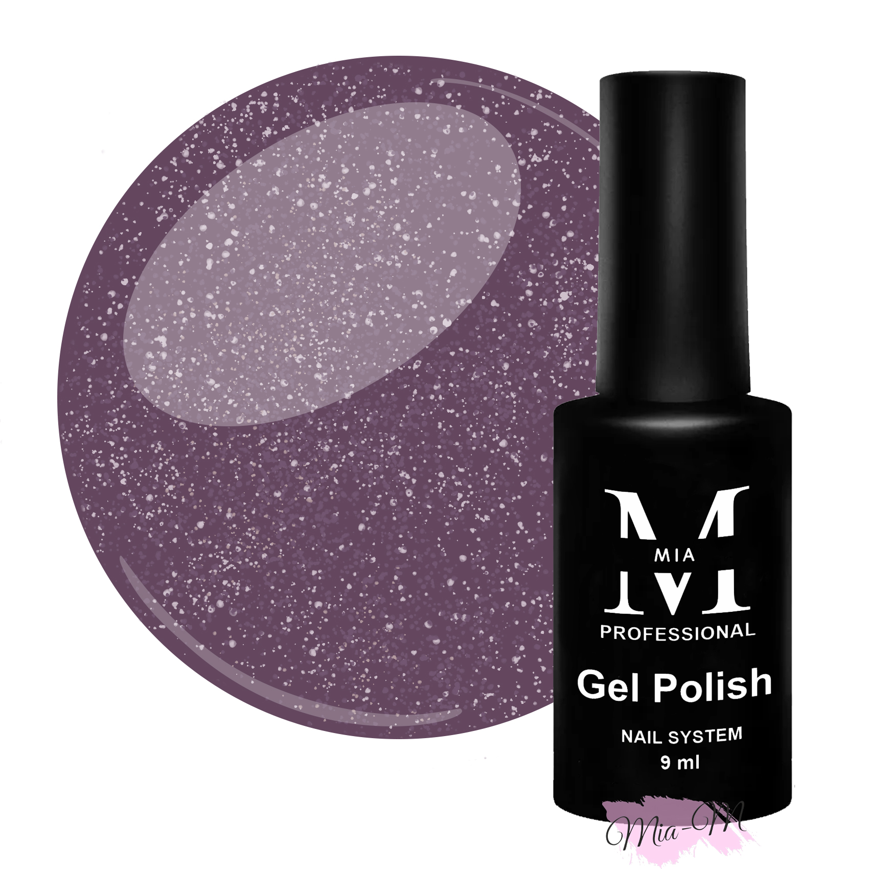 Гель-лак Mia-M Professional Gel Polish Disco №12 фиолетовый светоотражающий с блестками, 9 мл