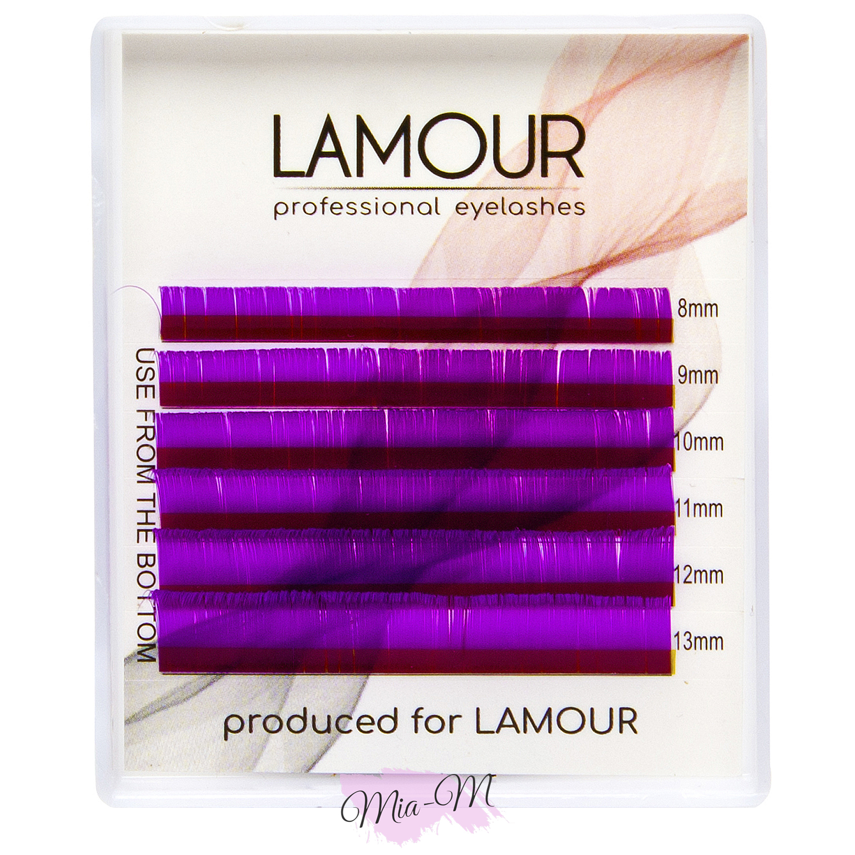 Ресницы для наращивания Lamour mini Color MIX фиолетовые 0.07 D (8-13)