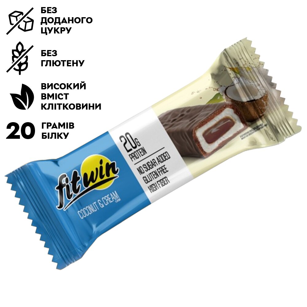 Батончик FitWin Protein Bar 33%, 60 грам Кокос