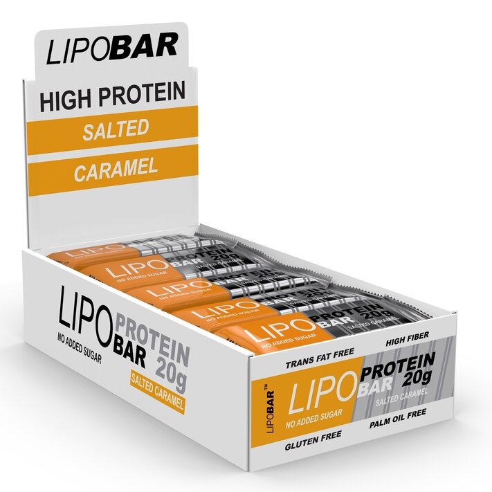 Батончик Lipobar Protein Bar БЛОК, 20*50 грам Солона карамель