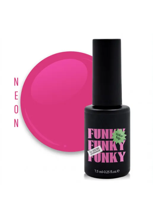 Топ для гель-лаку вітражний рожевий неон Funky Color Top №02 - Funky Glam, 7.5 ml - фото 1