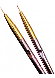 Набір пензликів для тонких ліній з рожевою ручкою за ціною 130₴  у категорії Пензли для дизайну нігтів