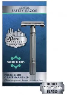 Купити The Shave Factory Т-подібний станок для гоління з футляром і лезами Shave Safety Razor вигідна ціна