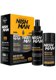 Набір для камуфлювання залисин Hair Building Keratin Fiber Dark Brown за ціною 580₴  у категорії Nishman
