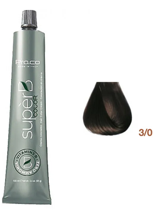 Pro.Co Безаммиачная краска для волос Super B Hair Color Cream 3/0 — цена 250₴ в Украине 