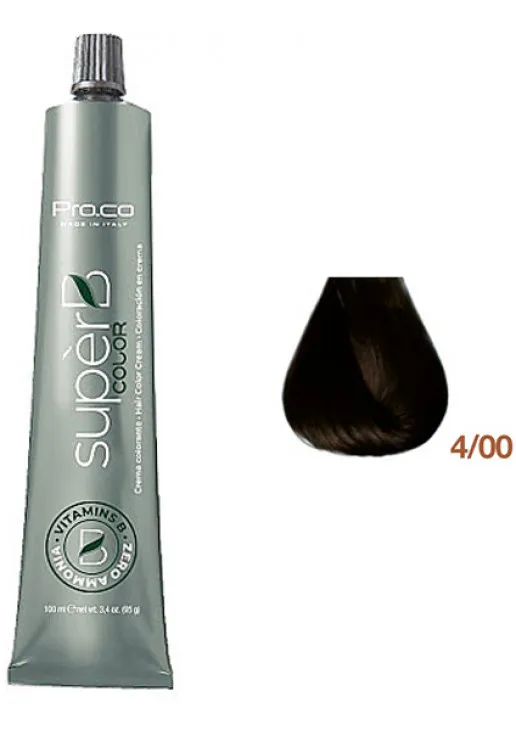 Pro.Co Безаміачна фарба для волосся Super B Hair Color Cream 4/00 — ціна 250₴ в Україні 