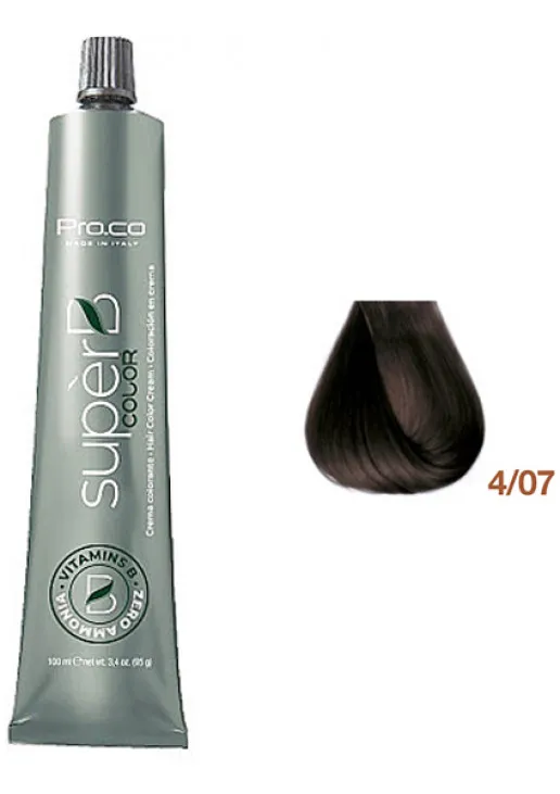 Безаміачна фарба для волосся Super B Hair Color Cream 4/07 - фото 1