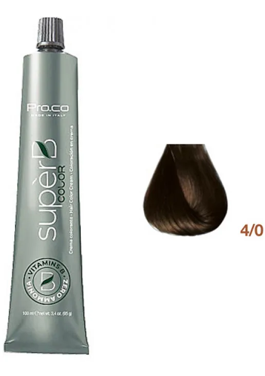 Pro.Co Безаміачна фарба для волосся Super B Hair Color Cream 4/0 - фото 1