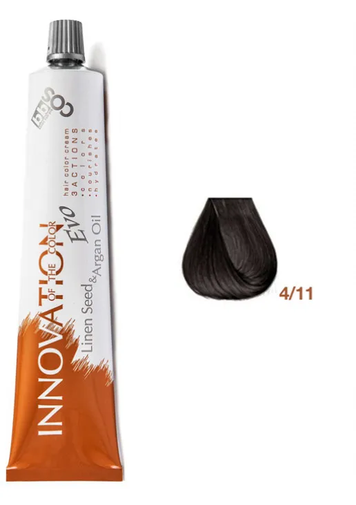 Фарба для волосся каштановий натуральний інтенсивний попелястий Innovation Evo 4/11 - фото 1