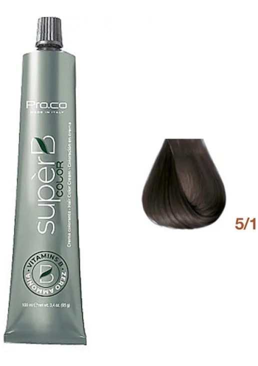 Pro.Co Безаміачна фарба для волосся Super B Hair Color Cream 5/1 - фото 1