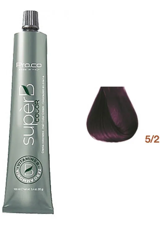 Pro.Co Безаммиачная краска для волос Super B Hair Color Cream 5/2 — цена 250₴ в Украине 