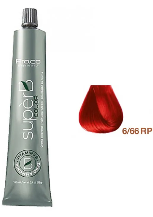 Безаммиачная краска для волос Super B Hair Color Cream 6/66RP - фото 1