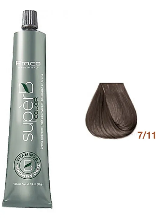 Безаміачна фарба для волосся Super B Hair Color Cream 7/11 - фото 1