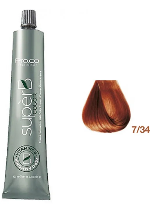 Pro.Co Безаммиачная краска для волос Super B Hair Color Cream 7/34 — цена 250₴ в Украине 