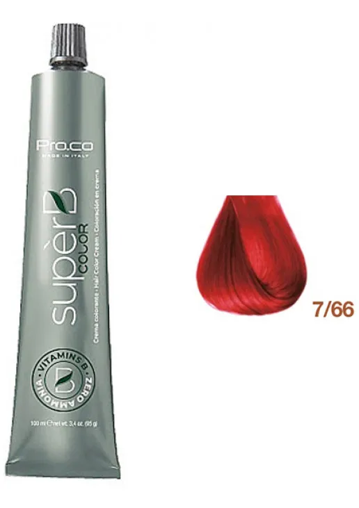 Pro.Co Безаммиачная краска для волос Super B Hair Color Cream 7/66 — цена 250₴ в Украине 
