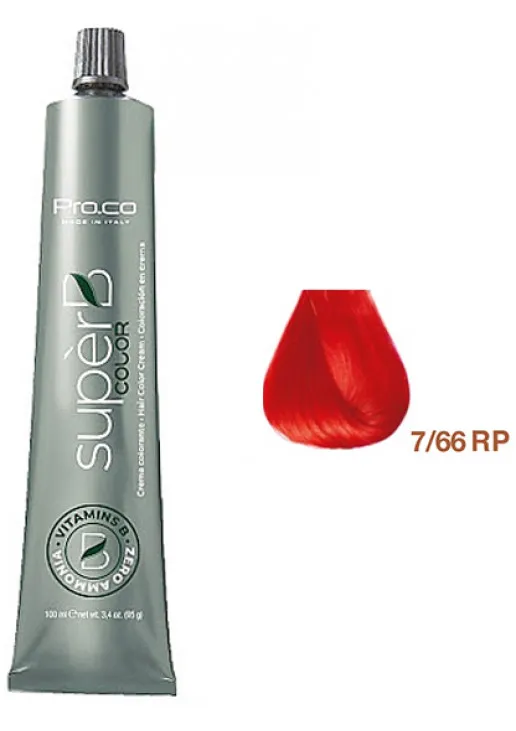 Безаміачна фарба для волосся Super B Hair Color Cream 7/66RP