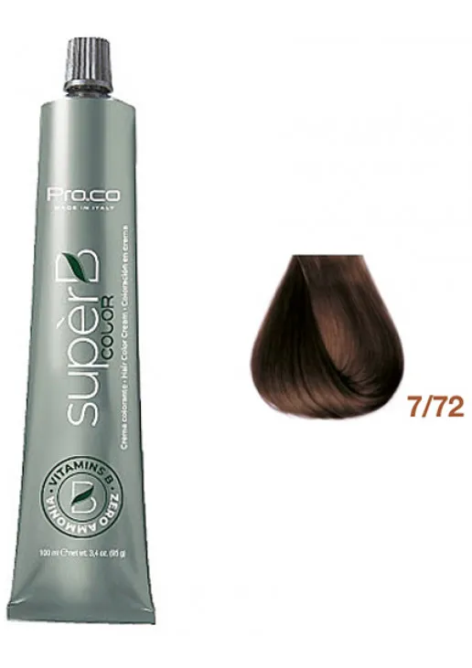 Безаммиачная краска для волос Super B Hair Color Cream 7/72
