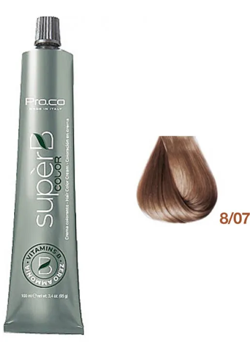 Pro.Co Безаммиачная краска для волос Super B Hair Color Cream 8/07 — цена 292₴ в Украине 