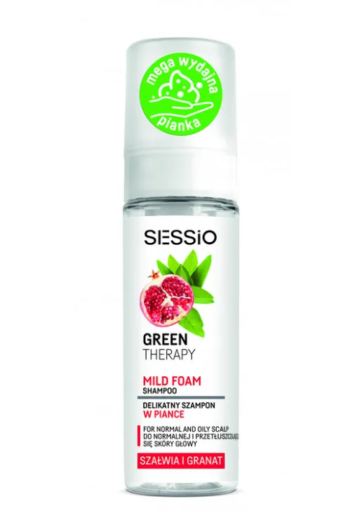 Шампунь-пінка для нормальної та жирної шкіри голови Sessio Green Therapy Shampoo - фото 1