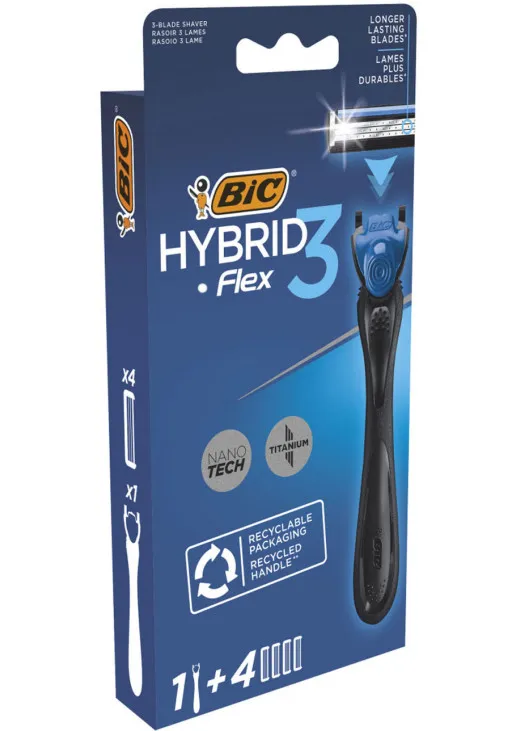 Станок для гоління Flex 3 Hibrid з 4 картриджами - фото 1
