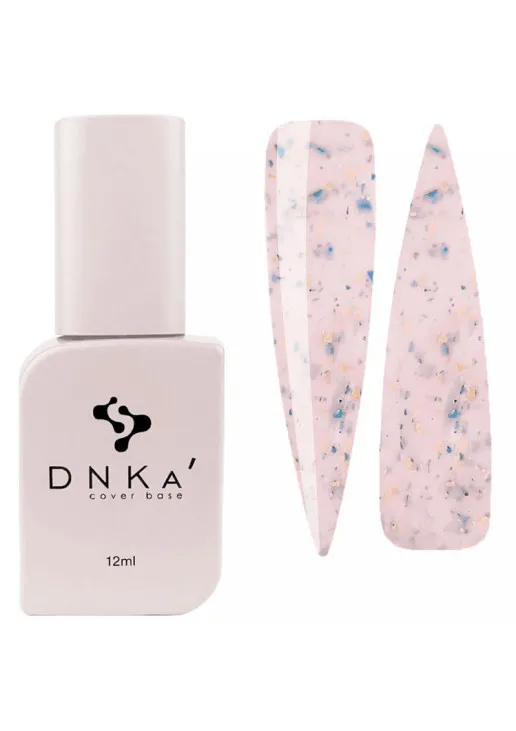 DNKa’ Базове покриття  DNKa Cover Base №010B Натуральний рожево бежевий зі шматочками патріотичної поталлі, 12 ml — ціна 220₴ в Україні 