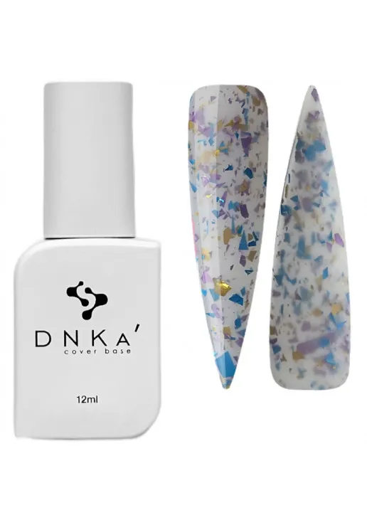 DNKa’ Базове покриття Молочний із шматочками яскравої фіолетової, синьої та золотої поталі Cover Base №044 Funny, 12 ml - фото 1