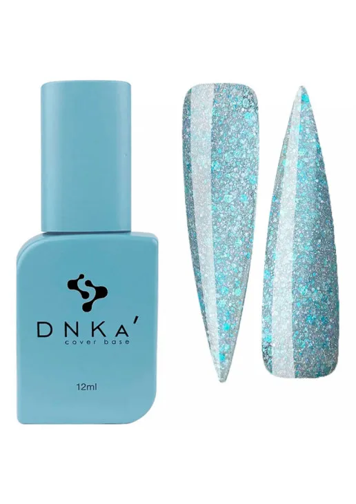 DNKa’ Базове покриття  DNKa Cover Base №053 Блакитний світловідбиваючий з паєтками різного розміру, 12 ml — ціна 220₴ в Україні 