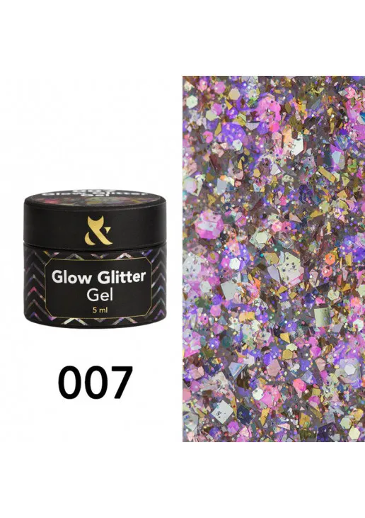 Глітер для дизайну F.O.X Glow Glitter Gel №007, 5 ml - фото 1
