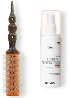 Купить Hillary Cosmetics Набор для укладки волос Hotlron Brush W128-38 And CHIA Hair Thermal Protection выгодная цена