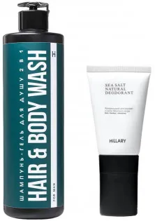 Купить Hillary Cosmetics Дезодорант с солью Мертвого моря и шампунь-гель для душа 2 в 1 For Man выгодная цена