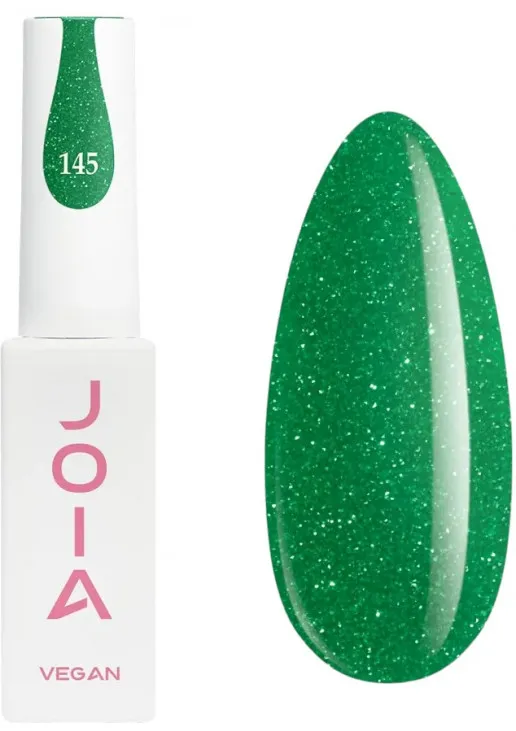 Гель-лак для нігтів зелений неон зі срібним шиммером JOIA vegan №145, 6 ml - фото 1