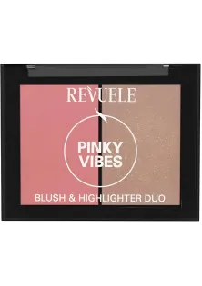 Купить Revuele Дуо-палитра румян и хайлайтера Pinky Vibes Blush & Highlighter Duo выгодная цена