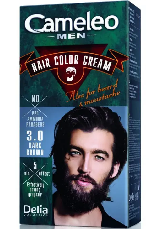 Крем-фарба для волосся, бороди та вус Cream-Dye For Men №3.0 Dark Brown - фото 1