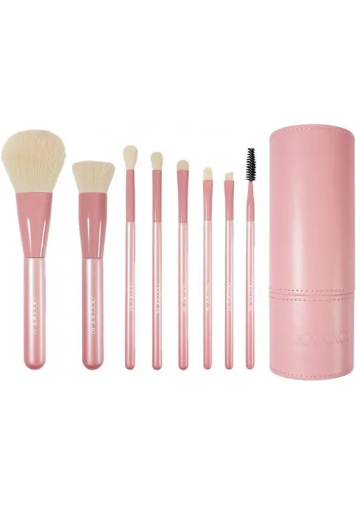Набір пензлів для макіяжу Set Of Makeup Brushes DC0814 Cherry Pink In Tube - фото 1