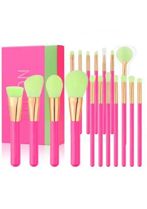 Набір пензлів для макіяжу Set Of Makeup Brushes DO-N1815 Neon Hot Pink - фото 1