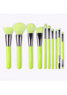 Набір пензлів для макіяжу Makeup Brushes Set N1001 Neon Green за ціною 1000₴  у категорії Пензлі для макіяжу