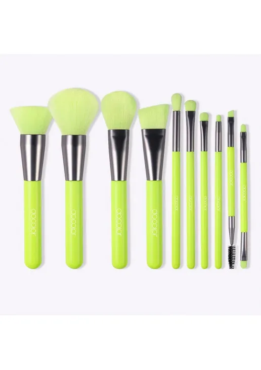 Набір пензлів для макіяжу Makeup Brushes Set N1001 Neon Green - фото 1